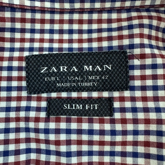 Zara Man Slim Fit Long Sleeve Checkered Shirt - Picture 4 of 10